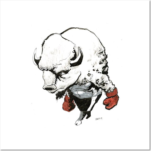 Buffalo Boxer Wall Art by CoolCharacters